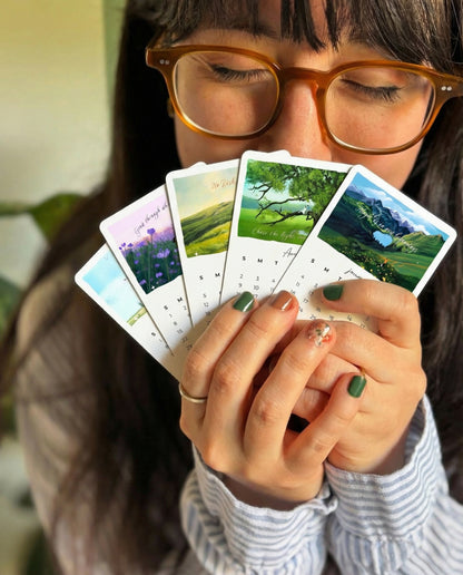 2026 Illustrated Mini Desk Calendar with Wooden Stand